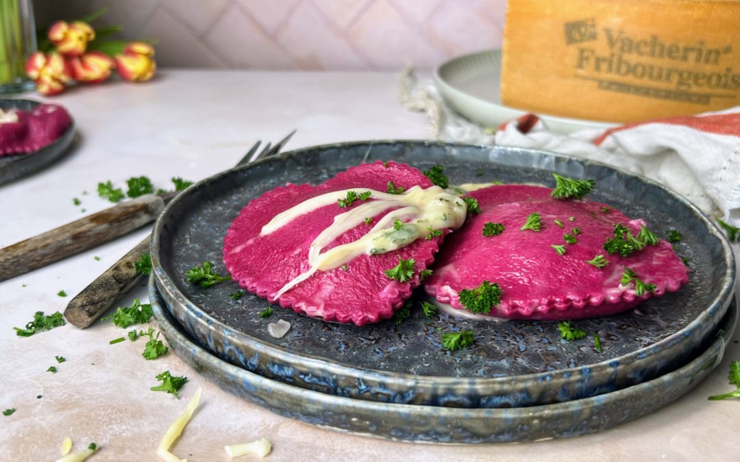 Raviolis farcis à la betterave et au Vacherin Fribourgeois AOP