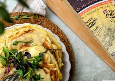 Pancake mit Vacherin Fribourgeois AOP und selbstgemachter Hollondaise-Sauce